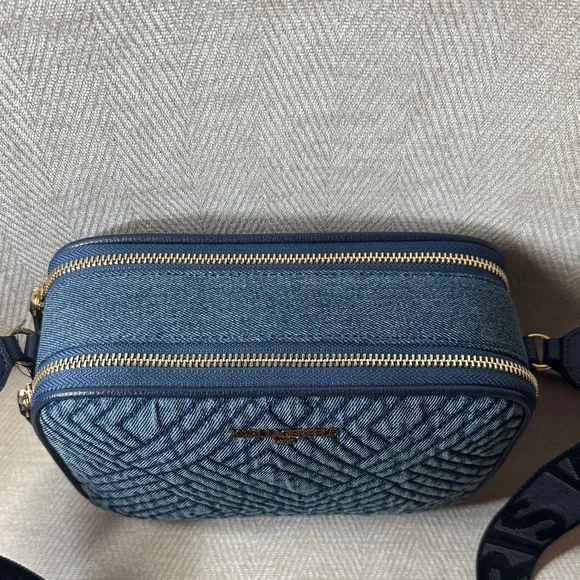 Karl Lagerfeld Navy Quilted Jeans Shoulder And Crossbody Bag with Pouch - Picture 9 of 9